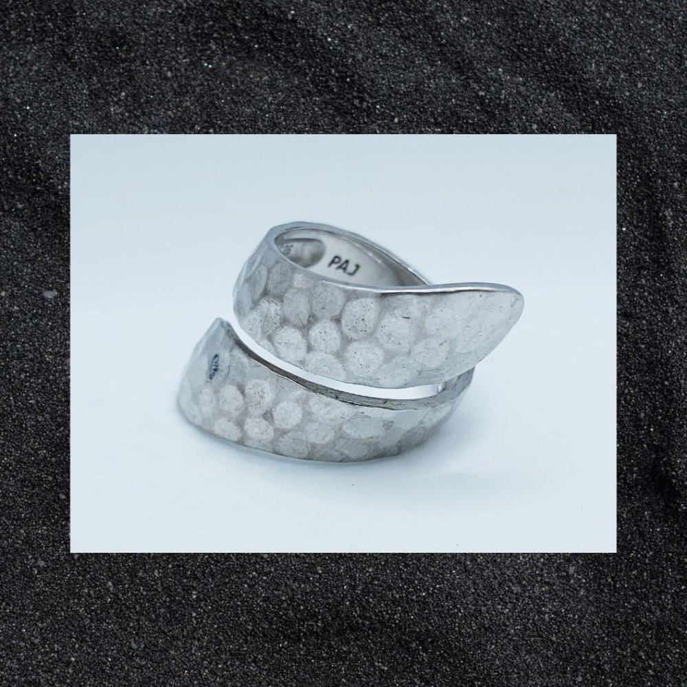 925 Sterling Silver Spiral Hammered Ring